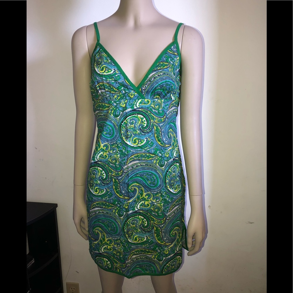 Surplice wrap paisley dress Sz Xs